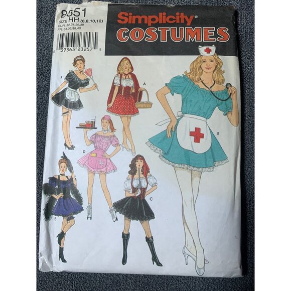 Simplicity Misses Costumes Naughty Nurse Maid Car Hop Gypsy Sew Pattern sz 6-12 - Picture 1 of 4